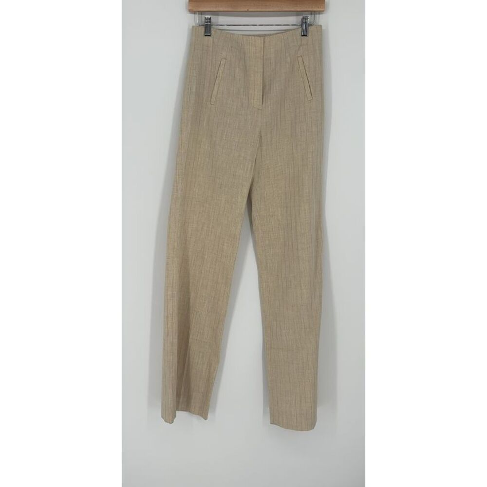 Veronica Beard Jude pant size 2 natural gold metallic stripe linen blend
